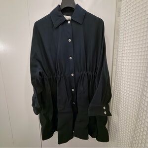 Mansur Gavriel heavy linen drawstring coat in Blu IT 36